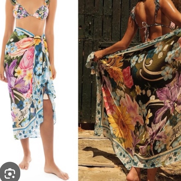 NWT Agua Bendita return to the roots sarong coverup in marine dreamin one size - Picture 2 of 10